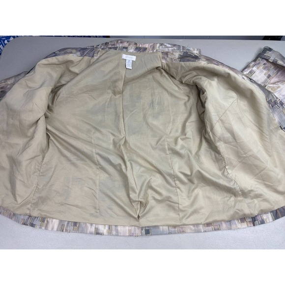 Chicos Blazer 2 Lightweight Matte Satin Gray Beige Pink Deconstructed Neutral - Picture 6 of 16